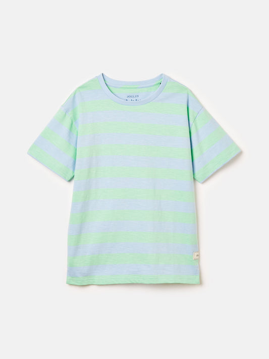 Laundered Stripe Blue Short Sleeve T-Shirt