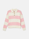 Love All Pink Cable Knit Jumper with Button Collar