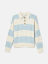 Love All Blue Cable Knit Jumper with Button Collar