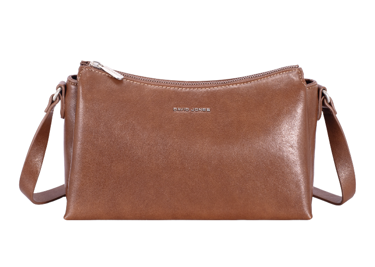 David Jones Leather Effect Triple Gusset Shoulder - Red Mud