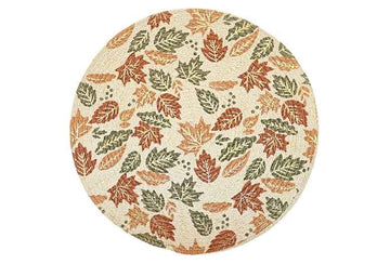 Circular printed placemat autumn leaf