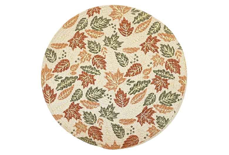 Circular printed placemat autumn leaf