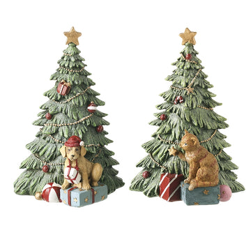 Christmas Trees With Dog or Dog