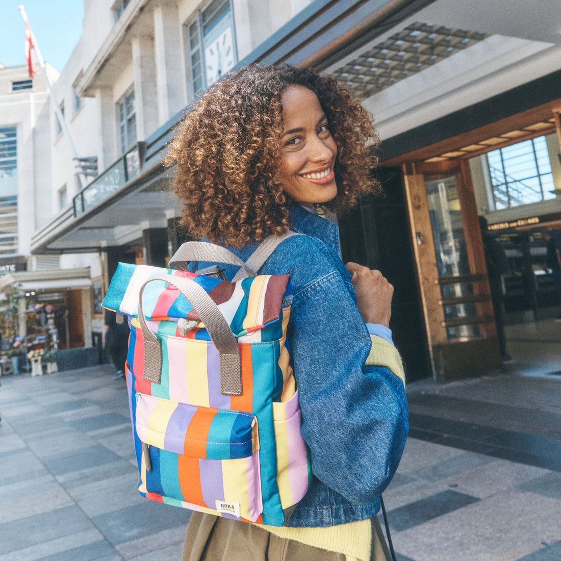 Canfield Roll Top Backpack in Wide Multi Stripe