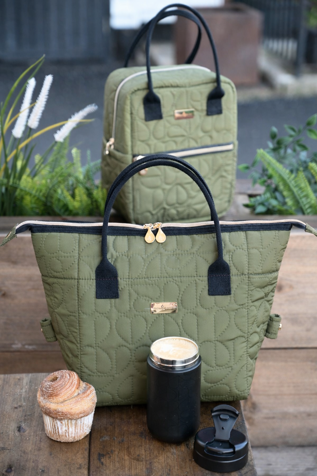 Oxford Quilted Convertible Lunch Bag Khaki