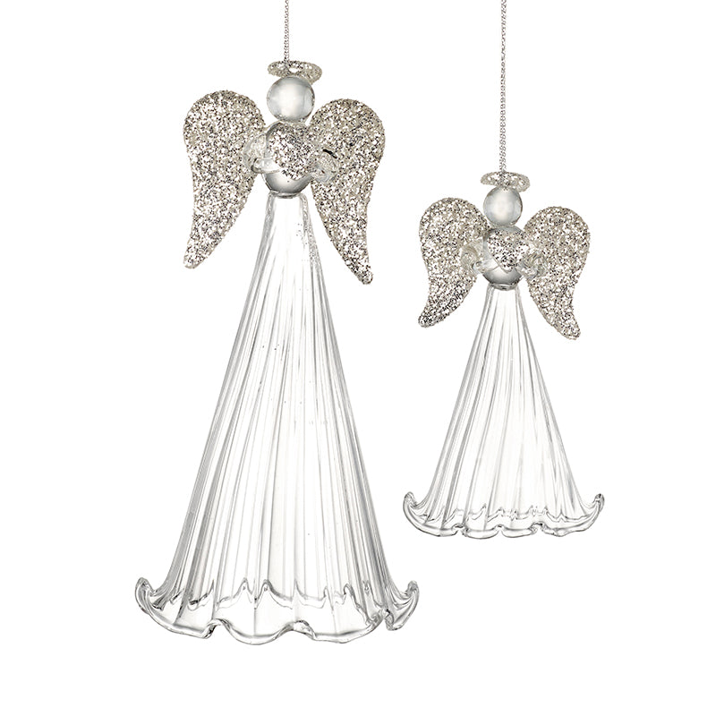 Small Glass Angel With Silvery Wings