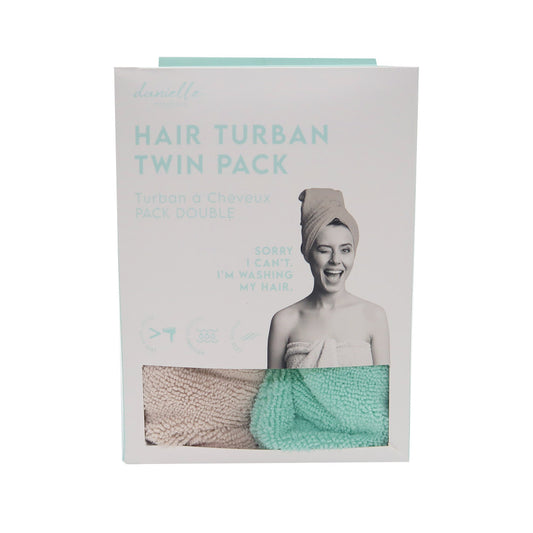 Mint & Grey Twin Pack Hair Towel Turbans