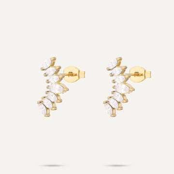 Vibes Marquise Crystal Stud Earrings, Gold-Plated Stainless Steel