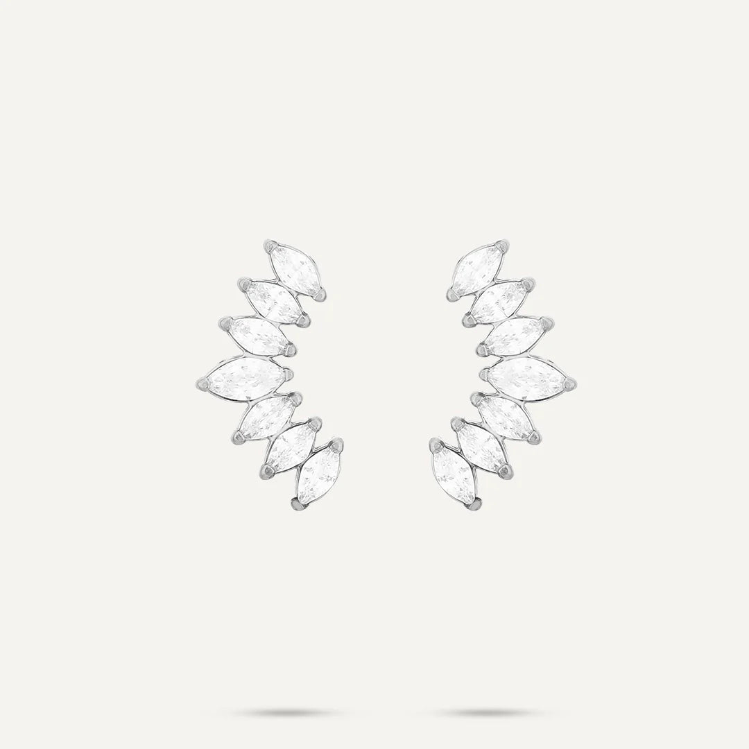 Vibes Marquise Crystal Stud Earrings, White Gold-Plated Stainless