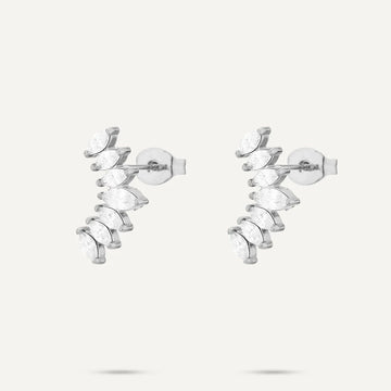 Vibes Marquise Crystal Stud Earrings, White Gold-Plated Stainless