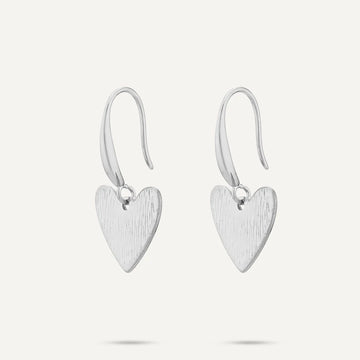 Vibes Heart Drop Earrings, White Gold-Plated Stainless Steel