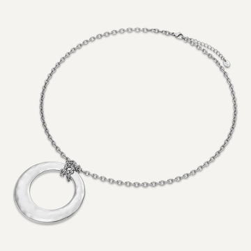 Vibes Circle Pendant Necklace, White Gold-Plated Stainless Steel