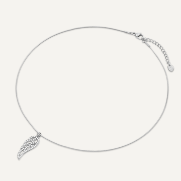 Vibes Wing Pendant Necklace, White Gold-Plated Stainless Steel