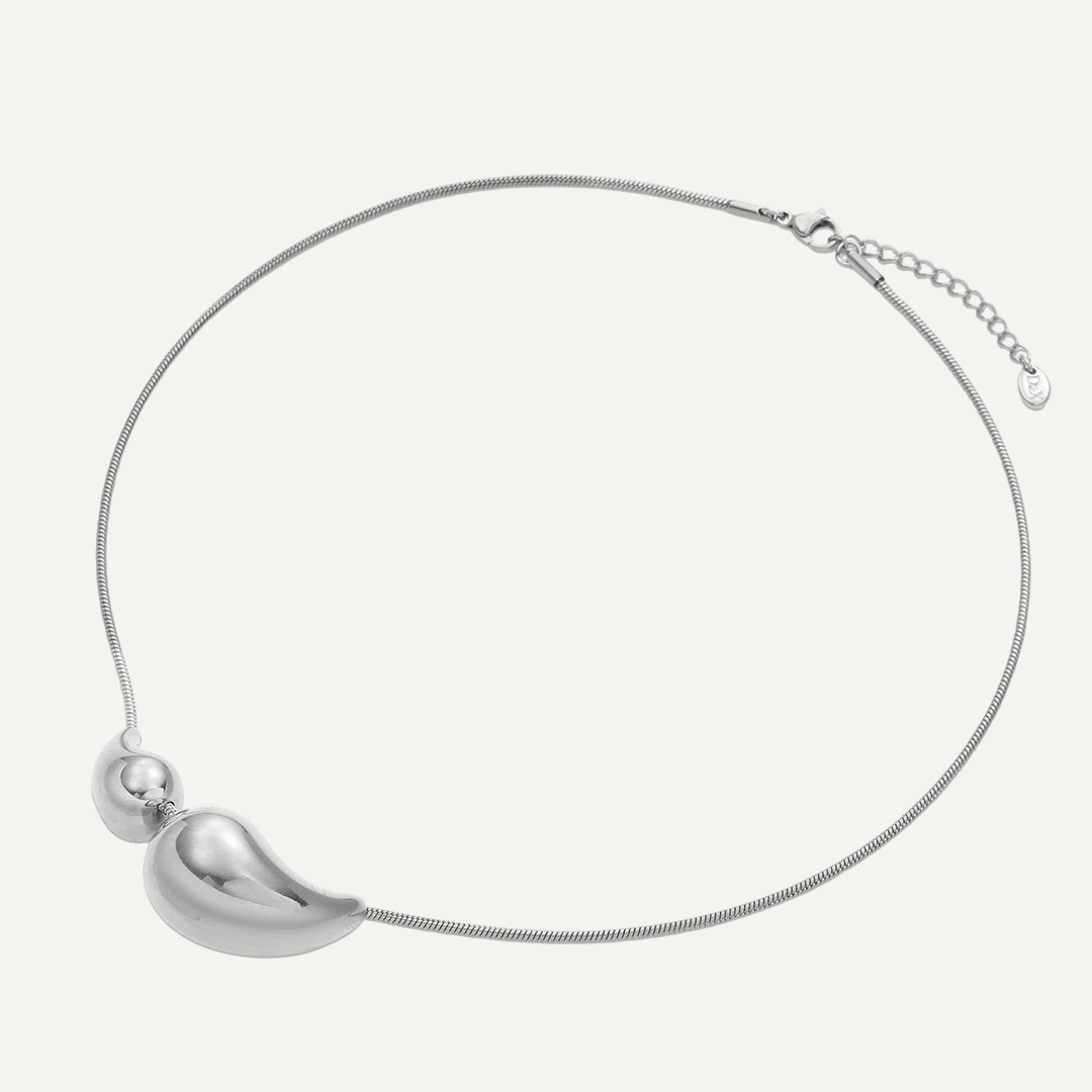 Vibes Sculptural Pendant Necklace, White Gold-Plated Stainless Steel