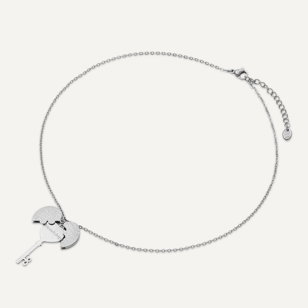 Vibes Friendship Key Necklace, White Gold-Plated Stainless Steel