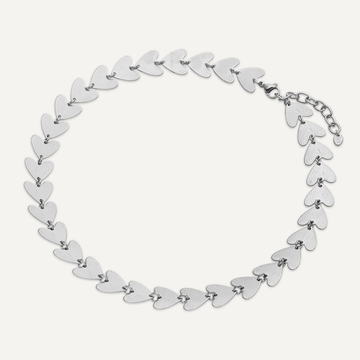 Vibes Heart Link Necklace, White Gold-Plated Stainless Steel