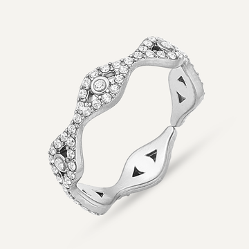 Vibes Vintage Pave Adjustable Ring, White Gold-Plated Stainless Steel