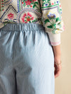Hallie Blue Stripe Pull-On Cotton Trousers