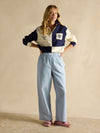 Hallie Blue Stripe Pull-On Cotton Trousers