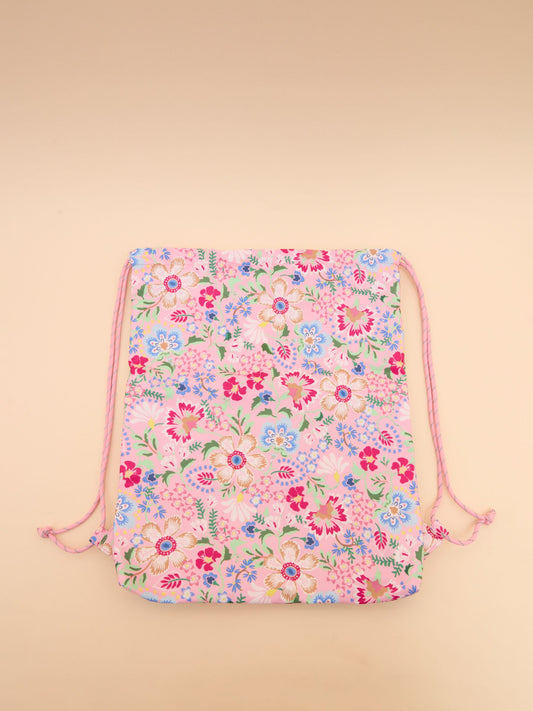 Adventurer Pink Floral Drawstring Bag