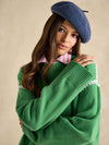 Alexandra Green Blanket Stitch Jumper