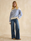 Blue & Cream Stripe Jumper With Side Panel