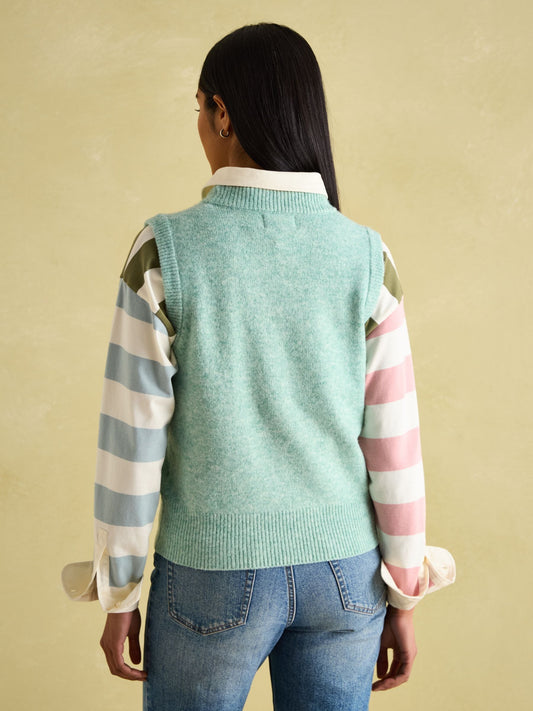 Holly Green Regular Fit Knitted Vest