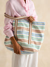 Promenade Stripe Canvas Beach Bag