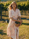Marina Pink/White Linen Blend Knot Front Dress