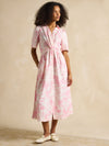 Marina Pink/White Linen Blend Knot Front Dress