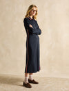 Pia Navy Button Down Ponte Maxi Dress