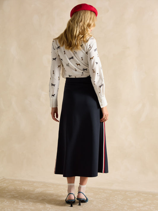 Pia Navy Ponte Jersey Skirt