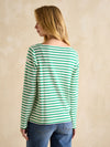 Harbour Green/ White Boat Neck Breton Top