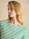 Harbour Green/ White Boat Neck Breton Top