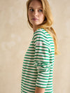 Harbour Green/ White Boat Neck Breton Top