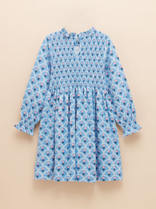 Gracie Blue Floral Printed Jersey Dress