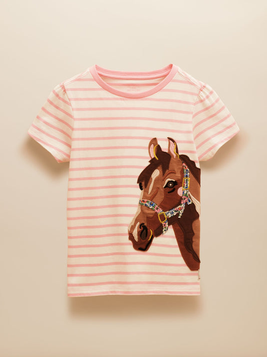 Astra Pink Applique Cotton T-Shirt