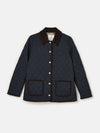 Quinn Navy Showerproof Diamond Quilted Coat