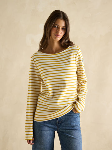 Harbour Mustard Yellow Boat Neck Breton Top