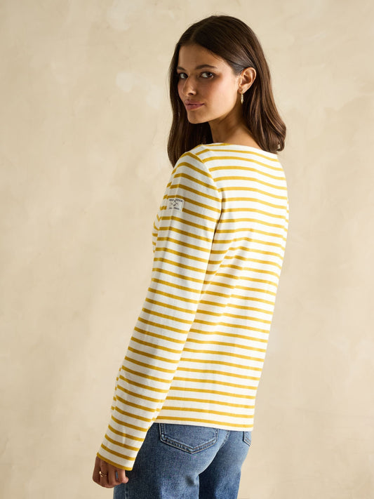 Harbour Mustard Yellow Boat Neck Breton Top