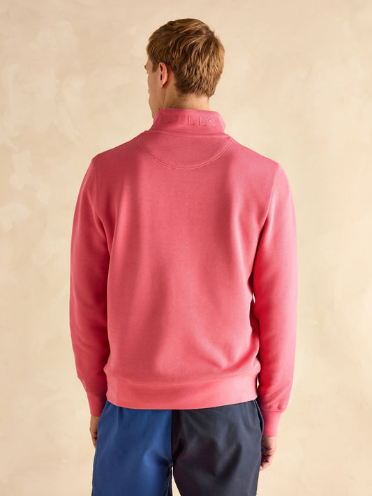 Alistair Pink Quarter Zip Cotton Sweatshirt