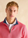 Alistair Pink Quarter Zip Cotton Sweatshirt