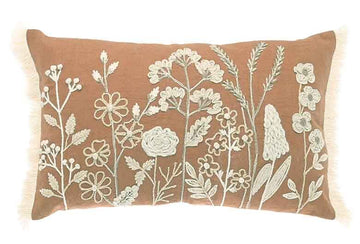 Embroidered meadow cushion spice