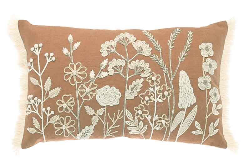 Embroidered meadow cushion spice