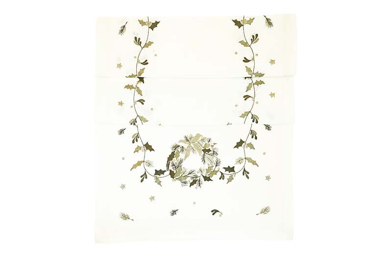 Embroidered wreath trail runner white