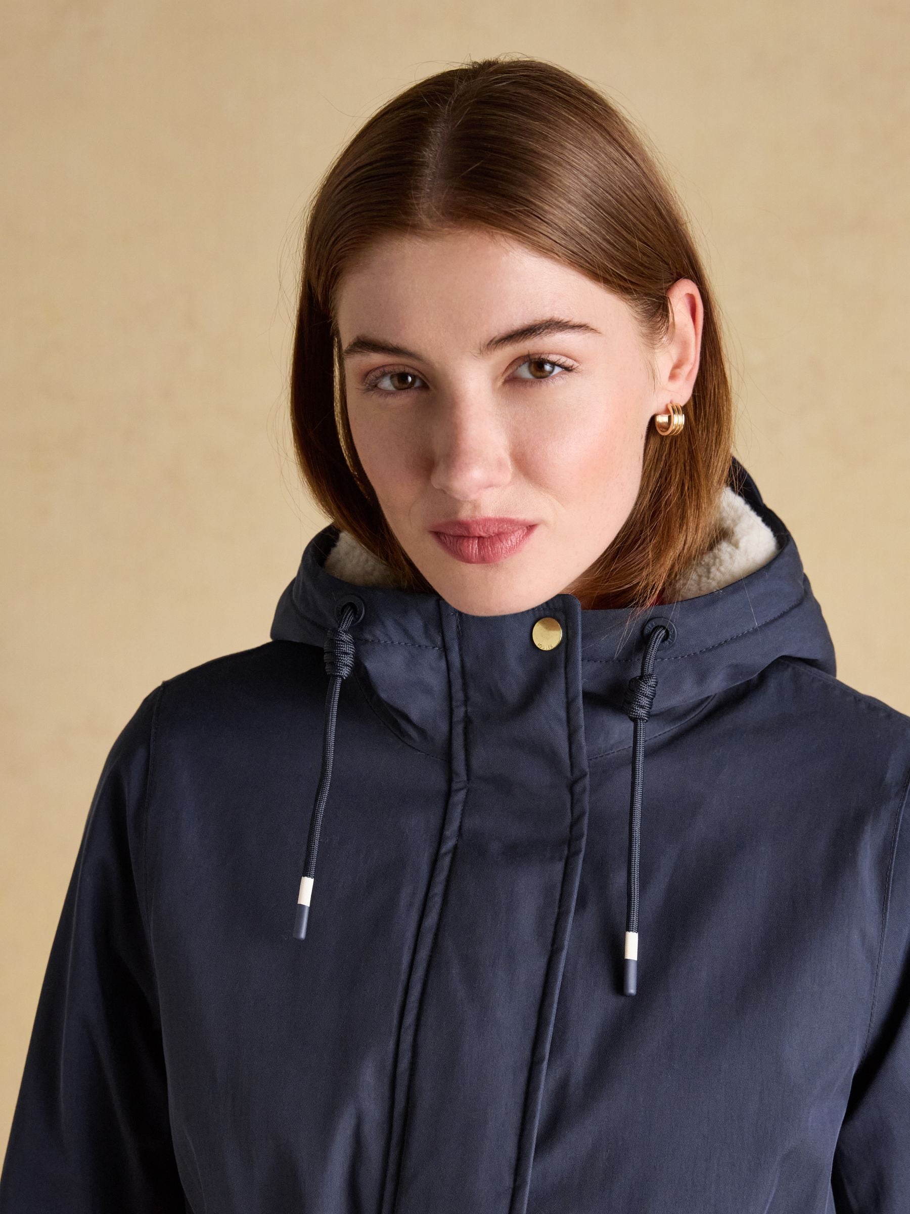 Portwell Cosy Navy Fleece Lined Waterproof Raincoat with Hood
