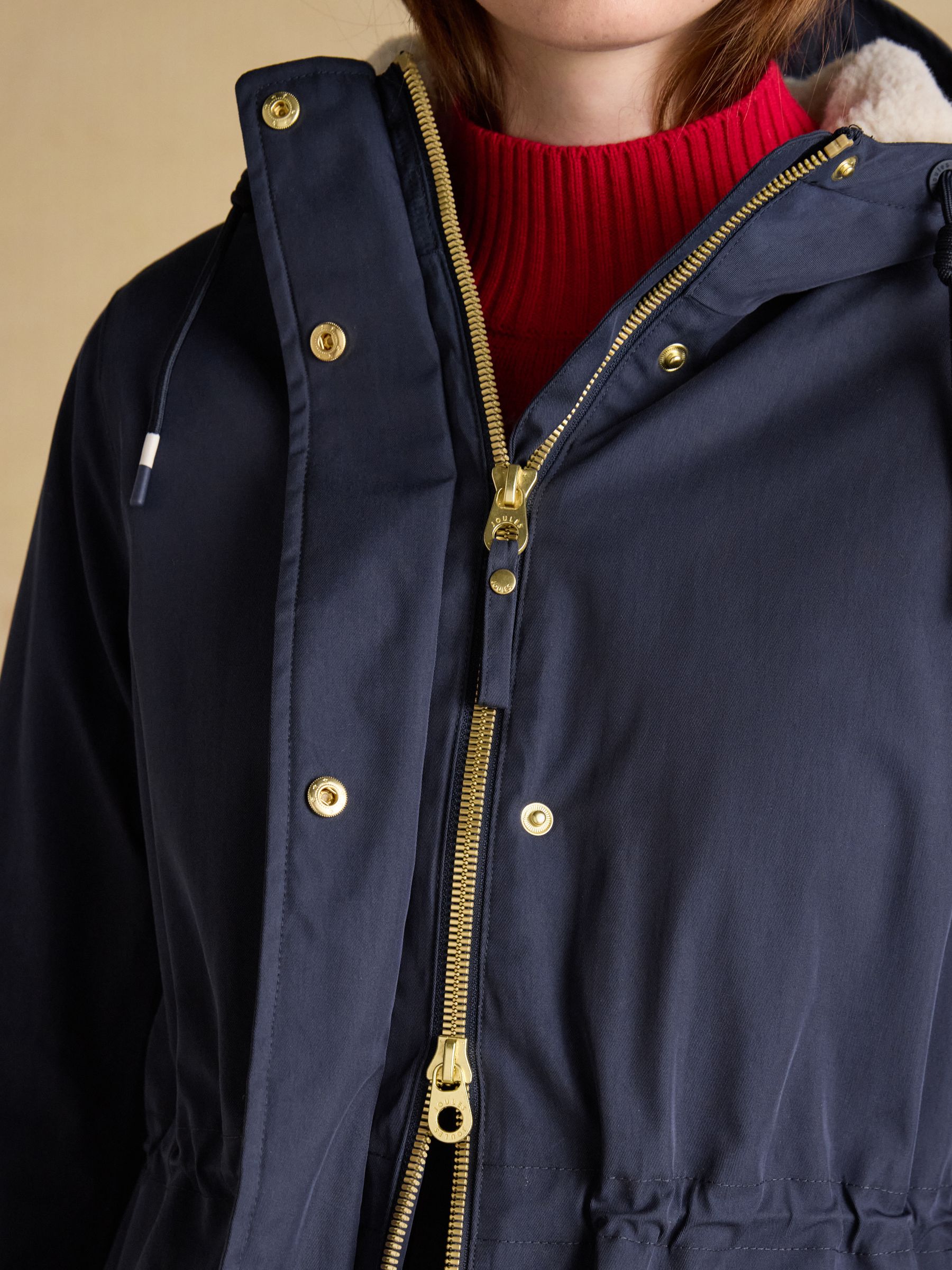 Portwell Cosy Navy Fleece Lined Waterproof Raincoat with Hood