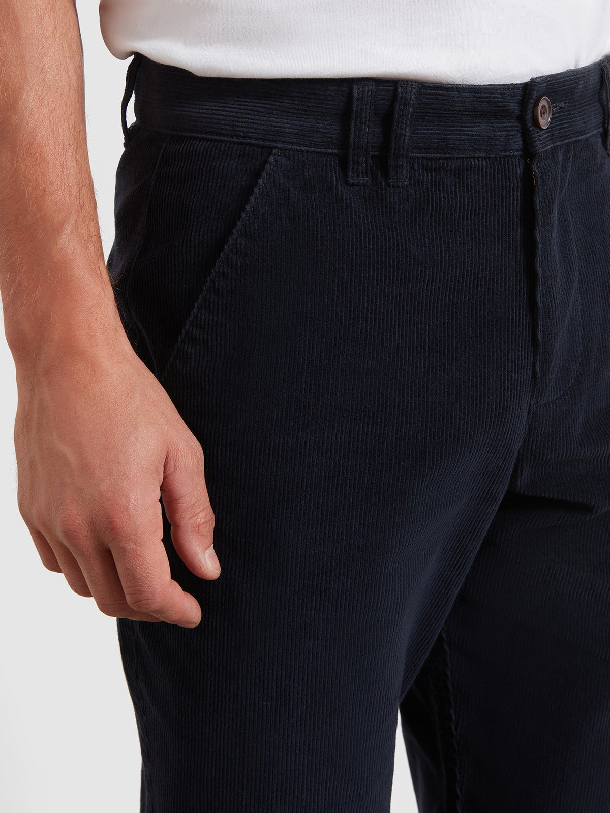 Roachman Regular Fit Cord Trousers In True Navy