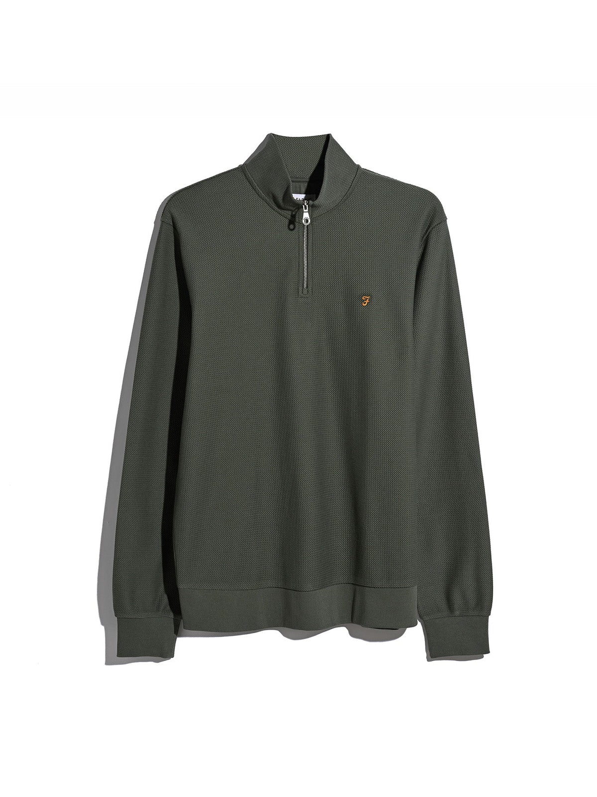 Conrad Textured Quarter Zip Sweatshirt In Rosemary
