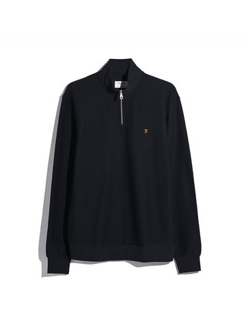 Conrad Textured Quarter Zip Sweatshirt In True Navy